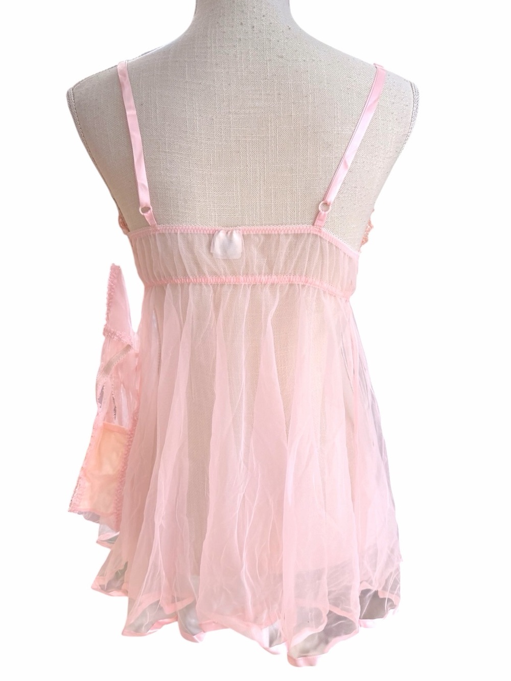 Vtg Frederick's of Hollywood Pink Lace Babydoll Slip & Pantie Set Medium NWT - Picture 9 of 9